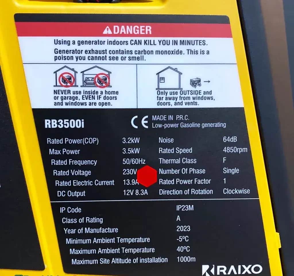 موتور برق 3.5 کیلووات سایلنت هندلی راکسیو مدل RB3500i - تصویر 4