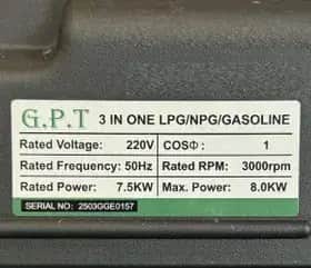 موتور برق  8 کیلووات سه‌گانه‌سوز تک فاز استارتی پورت ATS GPT مدل GPA10600GE - تصویر 3